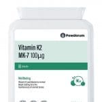 Powdorum Vitamin K2 MK-7 100µg capsules for bone health, calcium regulation, and cardiovascular support
