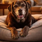 Senior Labrador resting comfortably indoors, representing the importance of joint support for older dogs